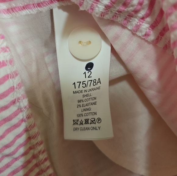 Kate Spade Pink Striped Seersucker Shorts 12 Side Zip Flat Front Pockets - Picture 9 of 9